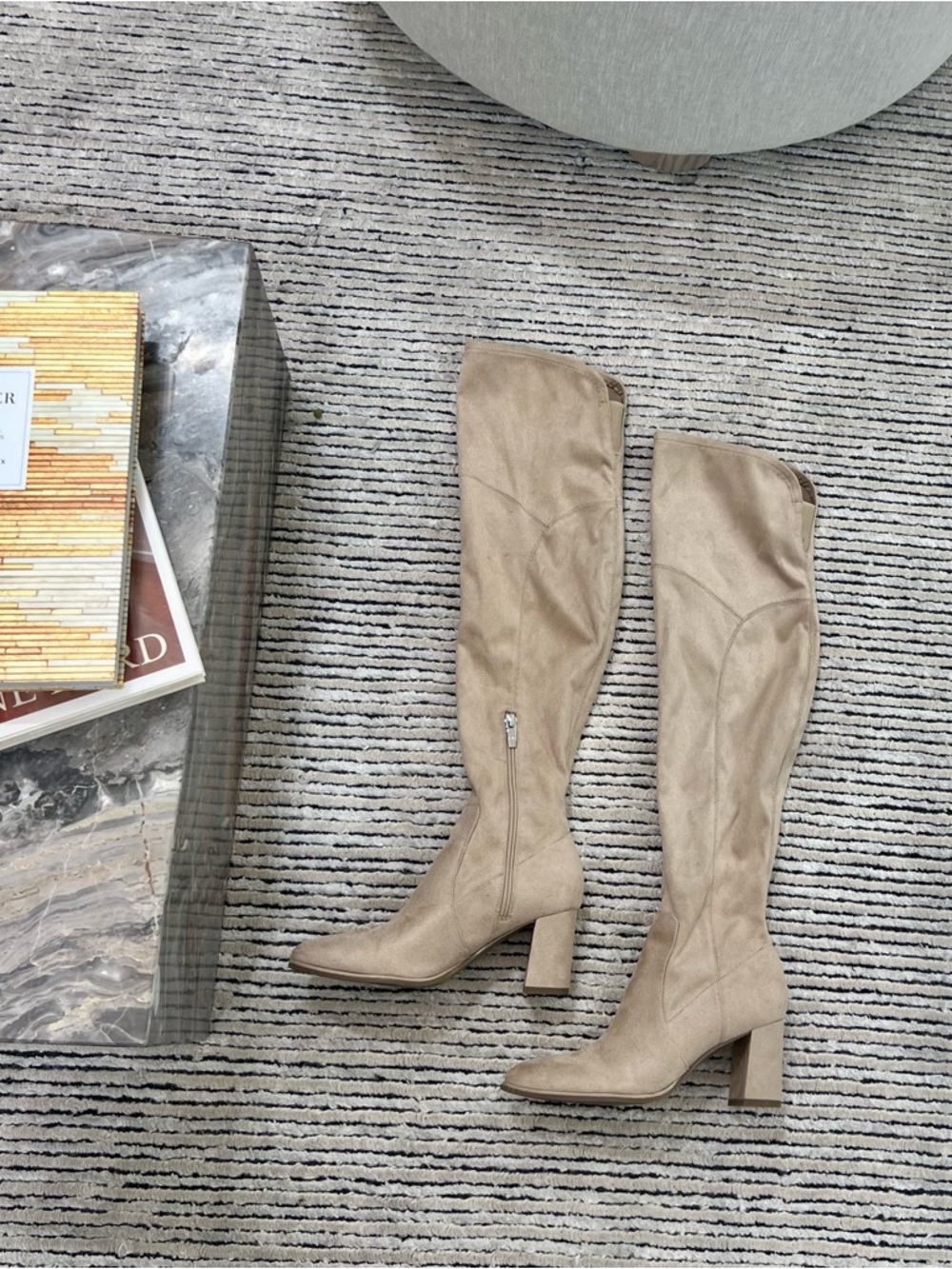 Marc Fisher Luley Over-the-Knee Block Heel Boots - faux suede